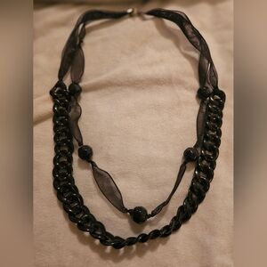Black Chain and Bead Necklace  * 4/$20 *